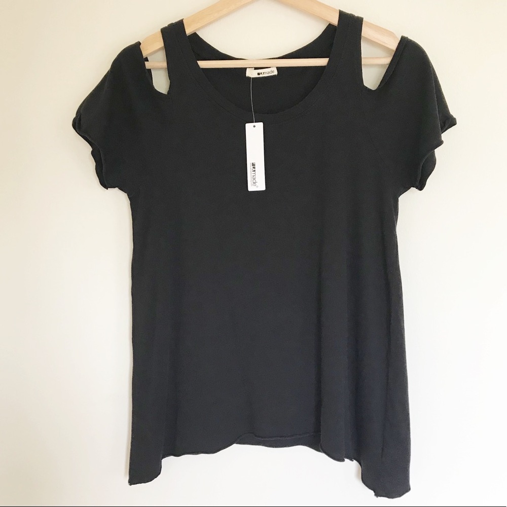 LA Made Black Jana Cold Shoulder Tee - Picture 2 of 5
